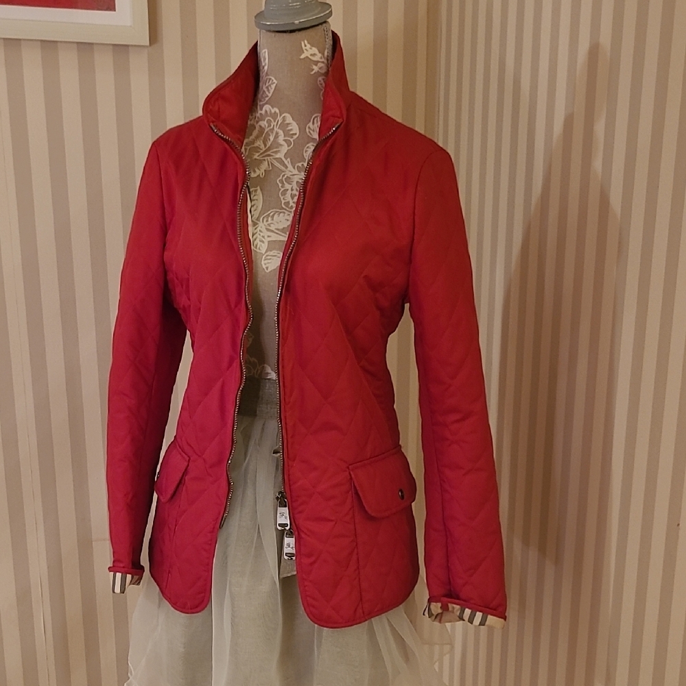 Burberry Red Quilted Utility Jacket